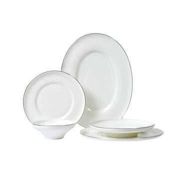 BRICARD PORCELAIN BRICARD MACON DINNER SET  WIT-GOUD 25-DELIG | 6 PERSOONS