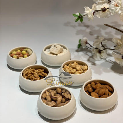 BRICARD PORCELAIN BRICARD PORSELEIN BONDY MINI  SAUS SCHAAL 8CM  6 DELIG ( WIT )