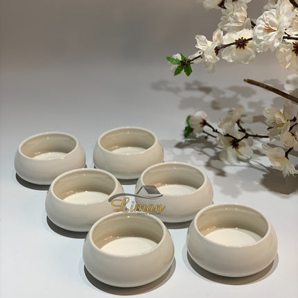 BRICARD PORCELAIN BRICARD PORSELEIN BONDY MINI  SAUS SCHAAL 8CM  6 DELIG ( WIT )