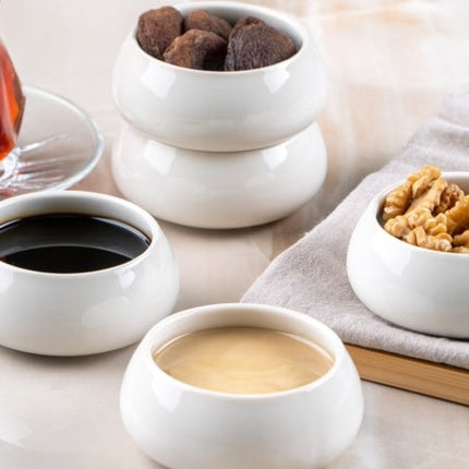 BRICARD PORCELAIN BRICARD PORSELEIN BONDY MINI  SAUS SCHAAL 8CM  6 DELIG ( WIT )