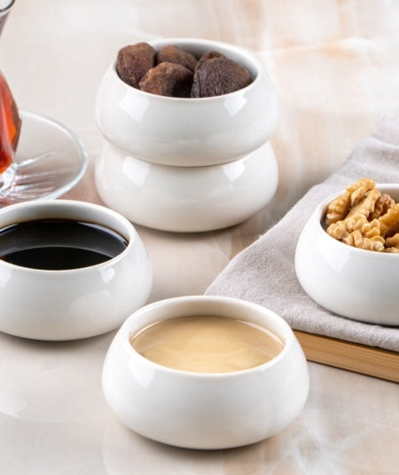 BRICARD PORCELAIN BRICARD PORSELEIN BONDY MINI  SAUS SCHAAL 8CM  6 DELIG ( WIT )