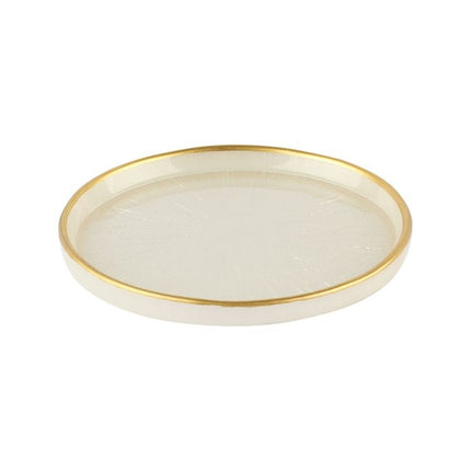 BRICARD PORCELAIN BRICARD REXY BORD | 12 CM PAREL WIT-GOUD ( 1 DELIG )