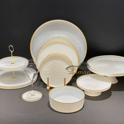 BRICARD PORCELAIN BRICARD REXY BORD | 12 CM PAREL WIT-GOUD ( 1 DELIG )