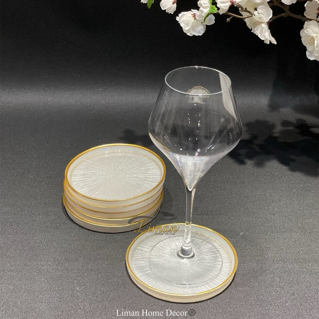 BRICARD PORCELAIN BRICARD REXY BORD | 12 CM PAREL WIT-GOUD ( 6 DELIG )