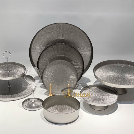 BRICARD PORCELAIN BRICARD REXY BORD | 28 CM ZILVER ( 6 DELIG )