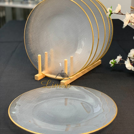 BRICARD PORCELAIN Bricard SIS Bordenset 28 cm Transparant - Gold Per Stuk