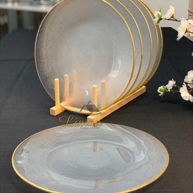 BRICARD PORCELAIN Bricard SIS Bordenset 28 cm Transparant - Gold Per Stuk