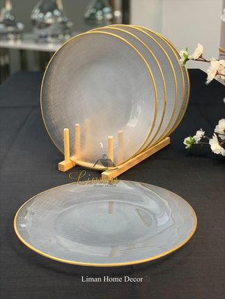 BRICARD PORCELAIN Bricard SIS Bordenset 28 cm Transparant - Gold Per Stuk