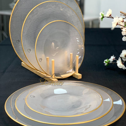 BRICARD PORCELAIN Bricard SIS Bordenset 28 cm Transparant - Gold Per Stuk