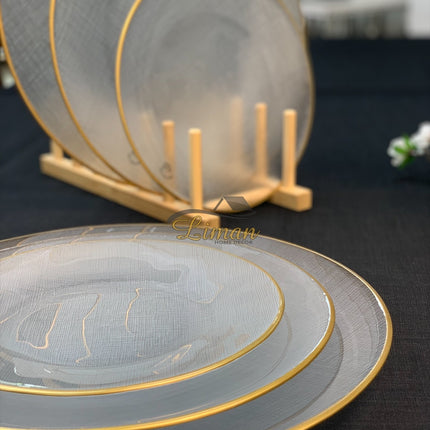 BRICARD PORCELAIN Bricard SIS Bordenset 28 cm Transparant - Gold Per Stuk