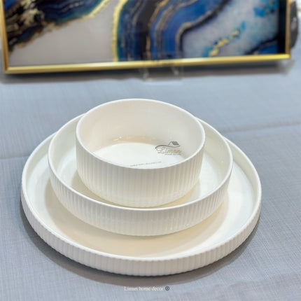 BRICARD PORCELAIN MARLE SERVIESSET 18 DELIG | 6 PERSOONS WIT