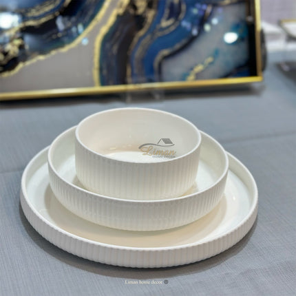 BRICARD PORCELAIN MARLE SERVIESSET 18 DELIG | 6 PERSOONS WIT