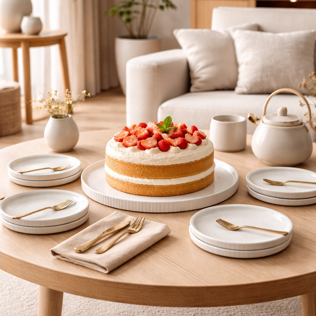 BRICARD PORCELAIN Marle White Gebaksset 7 Delig | 6 persoons