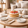 BRICARD PORCELAIN Marle White Gebaksset 7 Delig | 6 persoons