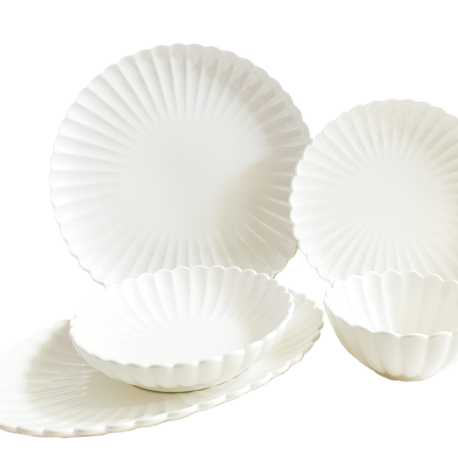 BRICARD PORCELAIN Nieuw Julia Serviesset 25 Delig | 6 Persoons Wit ( Paris ) ( Lotus )