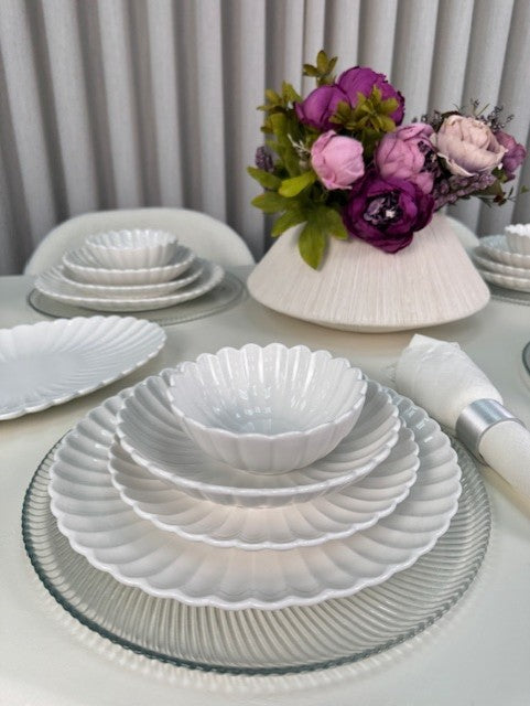 BRICARD PORCELAIN Nieuw Julia Serviesset 25 Delig | 6 Persoons Wit ( Paris ) ( Lotus )