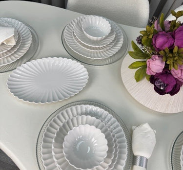 BRICARD PORCELAIN Nieuw Julia Serviesset 25 Delig | 6 Persoons Wit ( Paris ) ( Lotus )