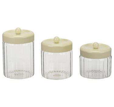 BRICARD PORCELAIN Osera Bewaardozen- / Kruidenpotten / Voorraadbussenset 3 Delig | Cream