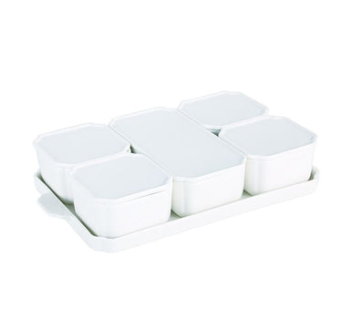 BRICARD PORCELAIN ROCHE  Schalen- / Ontbijtset Met Deksel 11 Delig