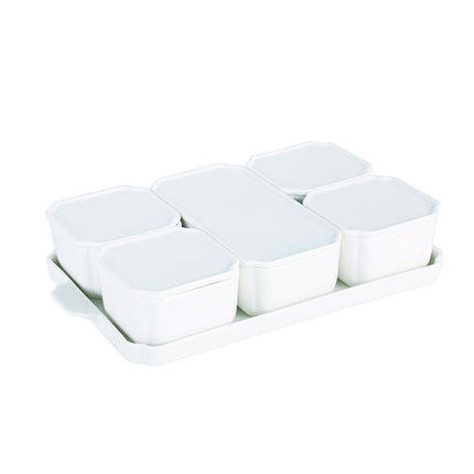 BRICARD PORCELAIN ROCHE  Schalen- / Ontbijtset Met Deksel 11 Delig