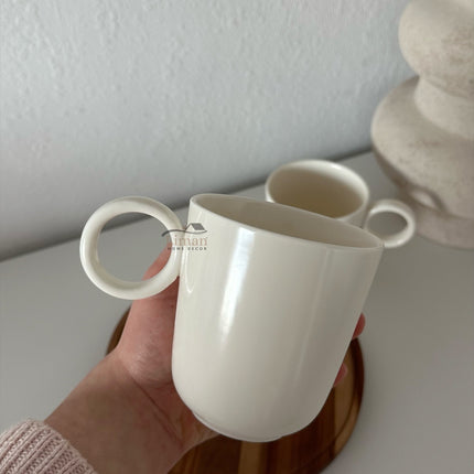 BVR Alvea Keramiek koffiemokken 400 ml – Crème glans | 2 Delig