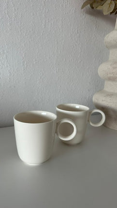 BVR Alvea Keramiek koffiemokken 400 ml – Crème glans | 2 Delig