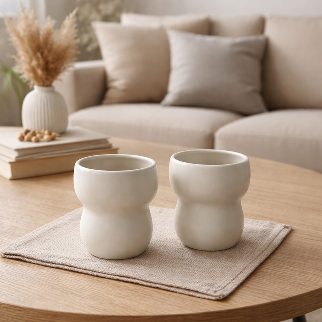 BVR Luna organic keramieken mok 2 stuks | 300 ml | Beige