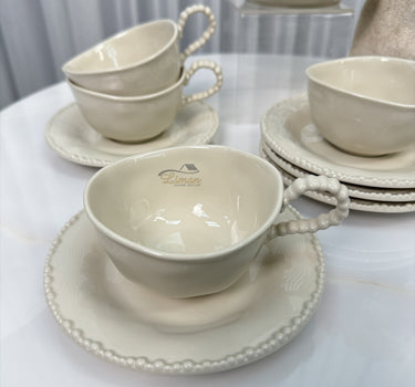 BVR Parel Koffieset 12 Delig | 6 Persoons Beige