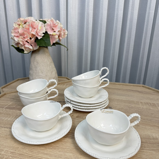 BVR Parel Koffieset 12 Delig | 6 Persoons Wit