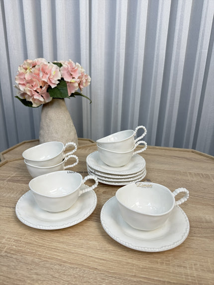 BVR Parel Koffieset 12 Delig | 6 Persoons Wit