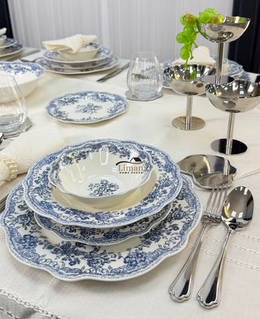 BVR Sapphire Flora Serviesset 25 Delig | 6 Persoons Blauw Vintage ( Cyril )