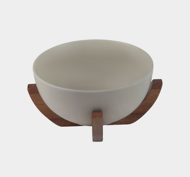BVR Terra keramische kom Ø 18 cm met acaciahouten houder