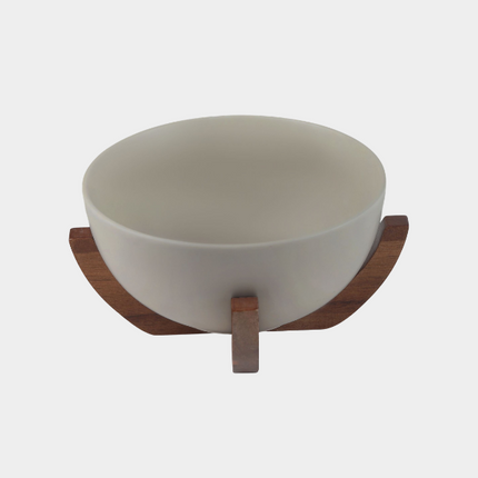 BVR Terra keramische kom Ø 23 cm met acaciahouten houder