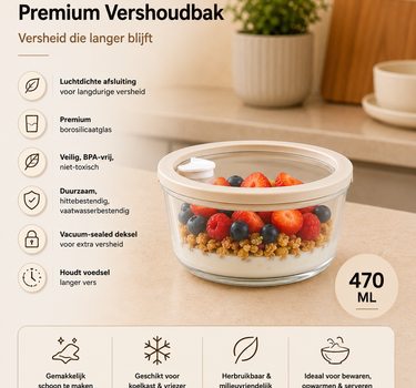 BVR Vera Vershoudbak Rond | 470 ML | Beige-transparant