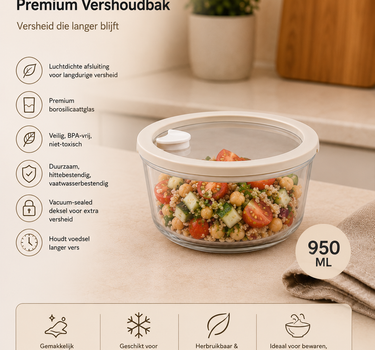 BVR Vera Vershoudbak Rond | 950 ML | Beige-transparant