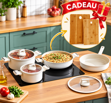 Karaca Ceramica Valenti 7 Parça Tencere Takimi + Hediye Bambu Kesme Tahtası