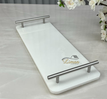 Cosy Cosy Marmer Dienblad Met Zilver Handvaten Rechthoek