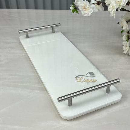 Cosy Cosy Marmer Dienblad Met Zilver Handvaten Rechthoek