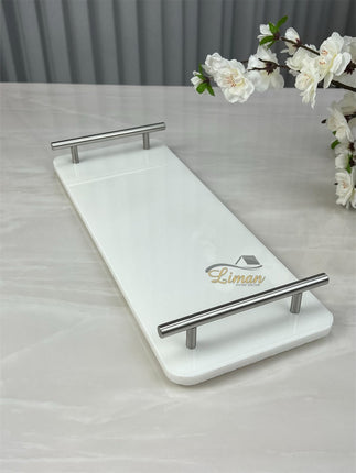 Cosy Cosy Marmer Dienblad Met Zilver Handvaten Rechthoek