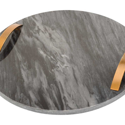 Cosy COSY MARMER ZWART DIENBLAD ROND MET HANDVATJE S D30CM