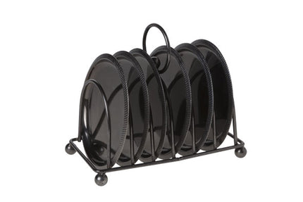 Cosy GLAS ONDERZETTERS MET HOUDER ZWART 10CM