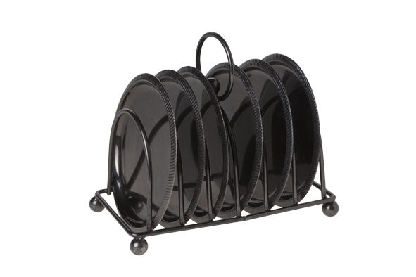 Cosy GLAS ONDERZETTERS MET HOUDER ZWART 10CM