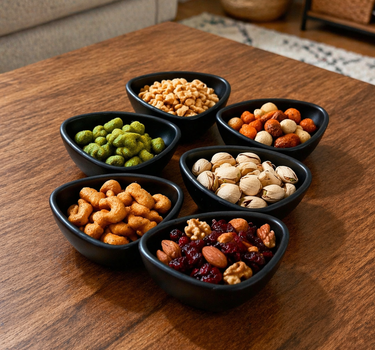 Cosy MELAMINE SNACKSET | 6 DELIG ORGANISCH ZWART