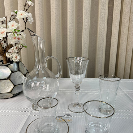 Esco ESCO BUTIK GLAZEN SET MET KARAAF ZILVER 31-DELIG