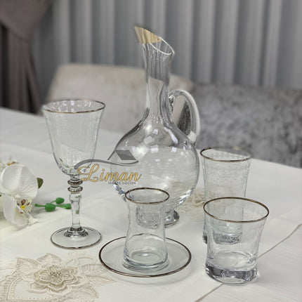 Esco ESCO BUTIK GLAZEN SET MET KARAAF ZILVER 31-DELIG