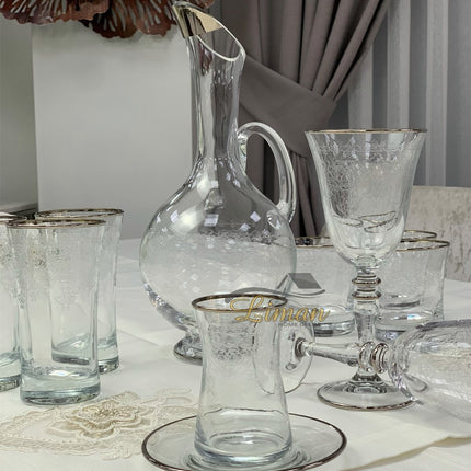 Esco ESCO BUTIK GLAZEN SET MET KARAAF ZILVER 31-DELIG