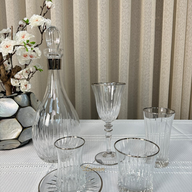 Esco ESCO ISIK GLAZEN SET MET KARAAF ZILVER 31-DELIG