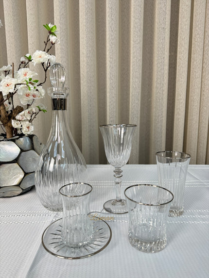 Esco ESCO ISIK GLAZEN SET MET KARAAF ZILVER 31-DELIG