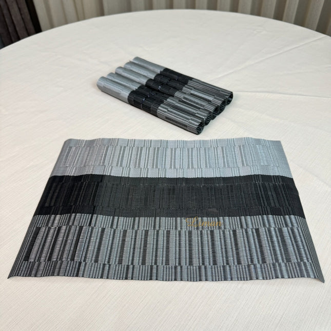 FERVEO PLACEMATSET 6 DELIG GRIJS - ZWART