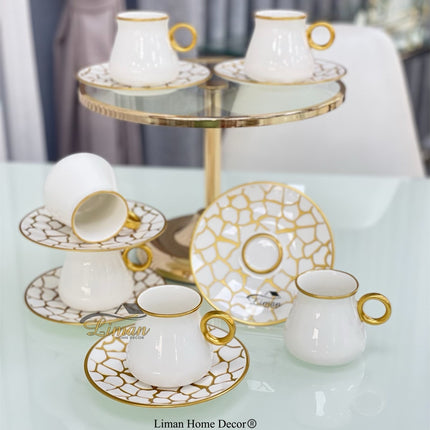 Glazze Glazze Larisa Wit Cappuccino/Nescafeset 12-Delig | 6-Persoons